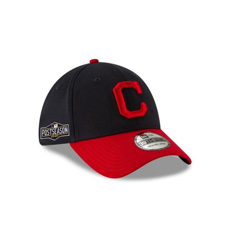 MLB Cleveland Indians Postseason Side Patch 39Thirty Stretch Fit (LWW0245) - Blue New Era Caps